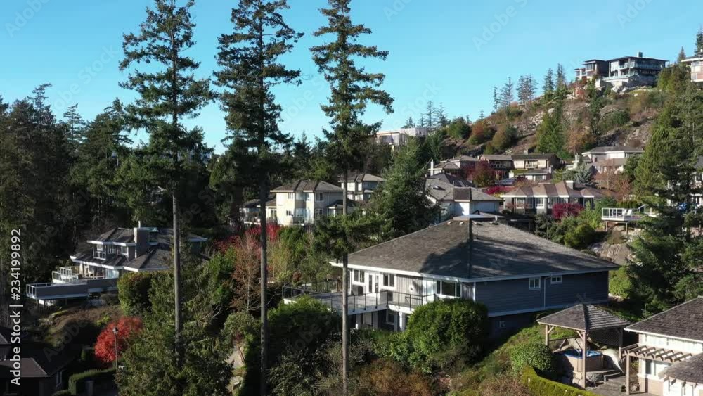 Perfect neighbourhood. Houses in suburb at Summer in the North America. Luxury houses with nice landscape. Aerial drone view Perfect neighbourhood. Houses in suburb at Summer in the North America. Luxury houses with nice landscape. Aerial drone view