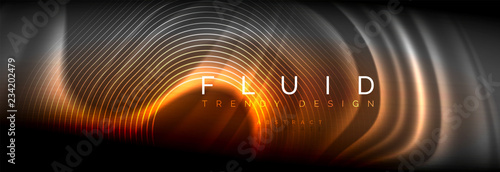 Neon glowing fluid wave lines, magic energy space light concept, abstract background wallpaper design