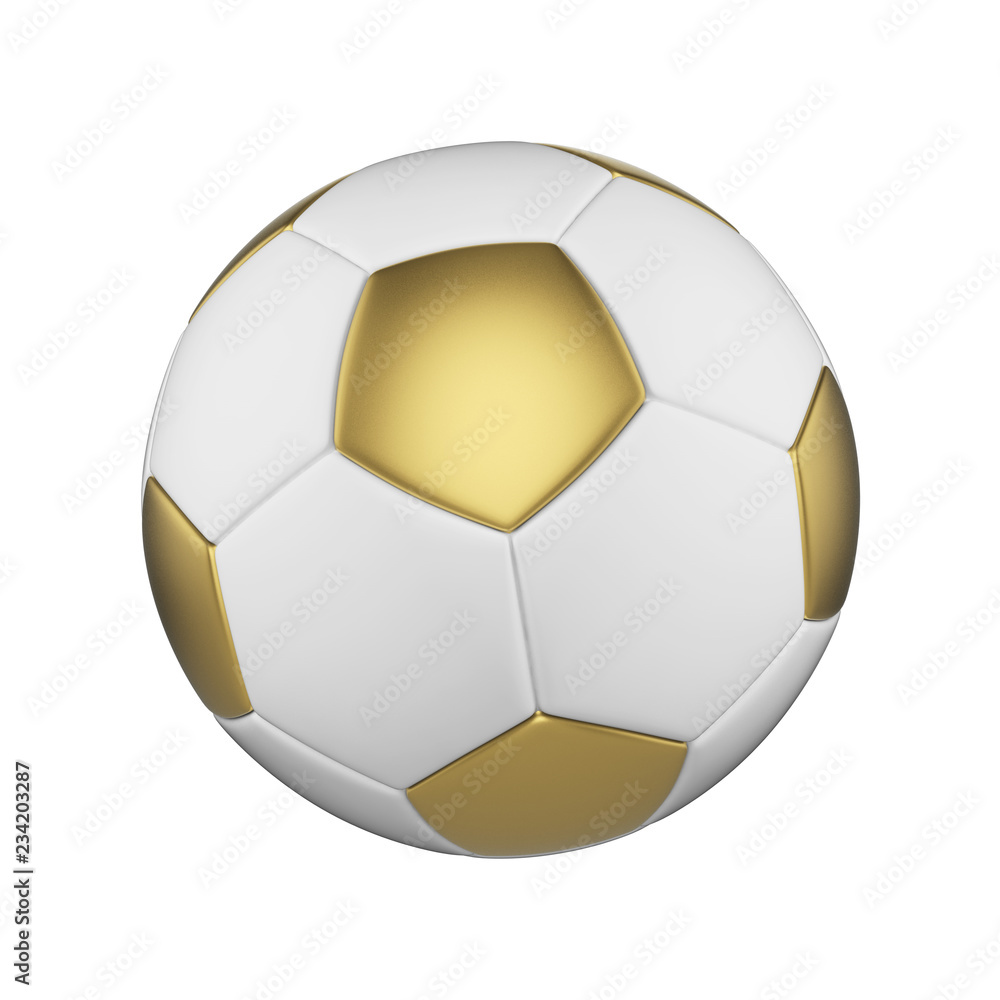 Soccer ball isolated on white background. White and gold football ball. Soccer ball isolated on white background. White and gold football ball.