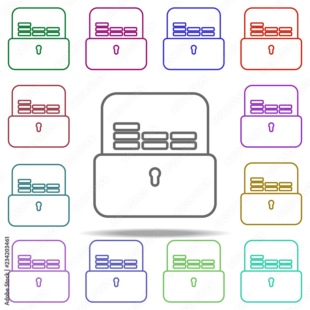 Obraz premium Filing Cabinets line icon. Elements of Bank in multi color style icons. Simple icon for websites, web design, mobile app, info graphics