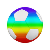 Soccer ball isolated on white background. White and rainbow football ball.