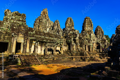Ruin stone Ancient Bayon Temple in Siem Reap Cambodia