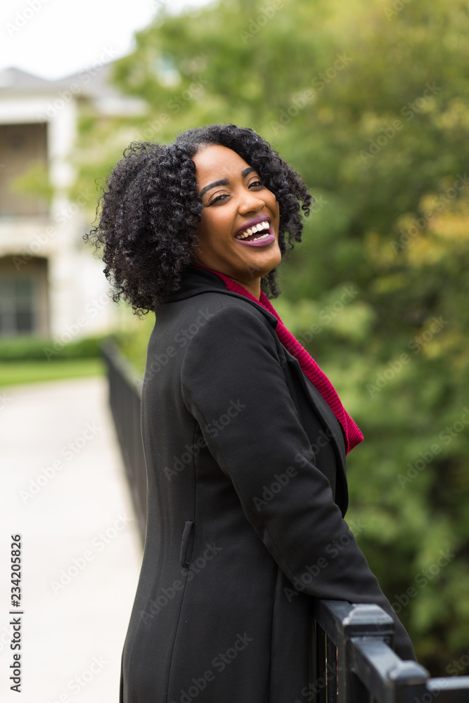 Beautiful Confident African American Woman Smiling Outside Beautiful Confident African American Woman Smiling Outside