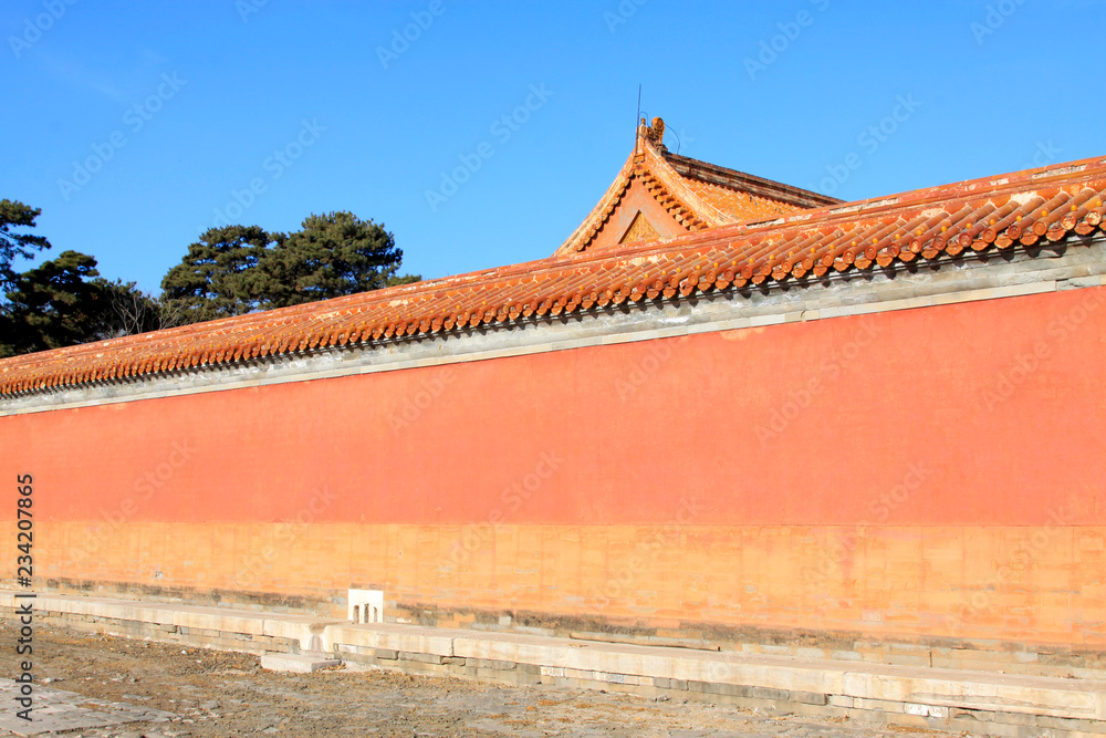Glazed tile roof and red walls Glazed tile roof and red walls