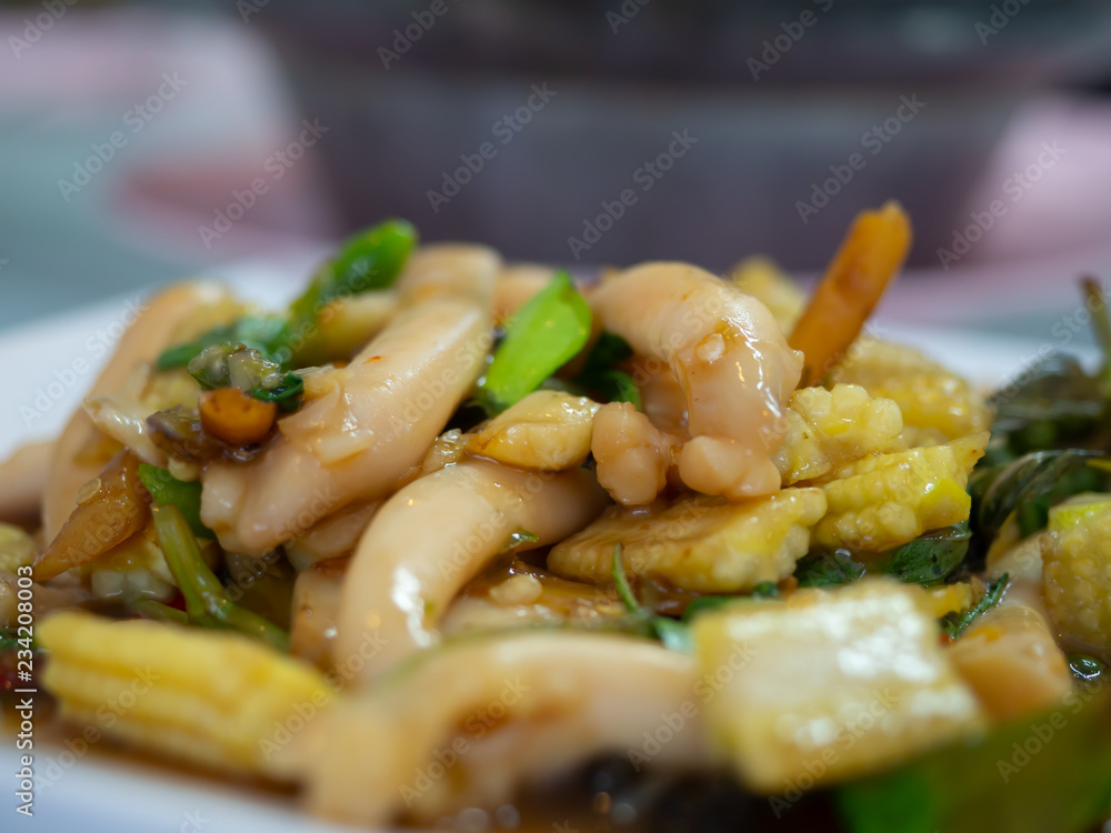 Fried stir spicy Razor shell in China restaurant ,People's favorite menu