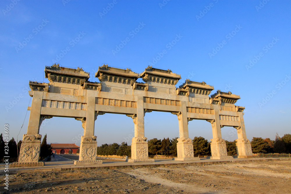 stone arch building landscape, in the Eastern Tombs of the Qing Dynasty, ZunHua, hebei province, China.