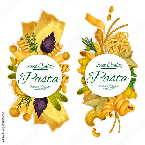 Italian pasta pund banners, vector