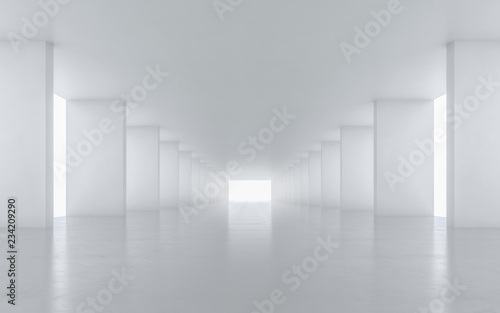 Fototapeta Naklejka Na Ścianę i Meble -  Illuminated corridor interior design. 3D rendering.