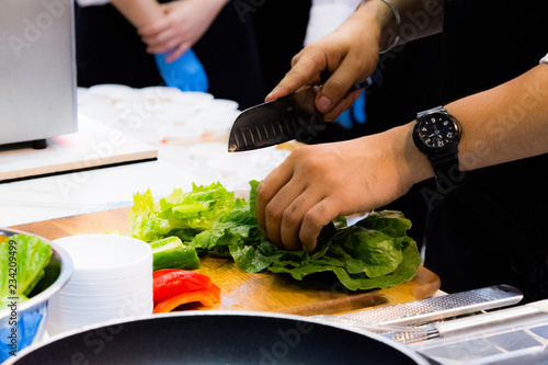 Chef preparing food, meal, in the kitchen, chef cooking, Chef decorating dish, closeup, .Chef preparing food, meal, in the kitchen, chef cooking, Chef decorating dish, closeup, .