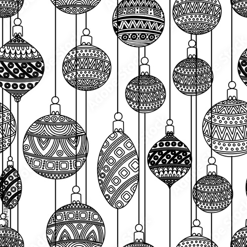 Christmas toys. Festive seamless pattern. Vector illustration.