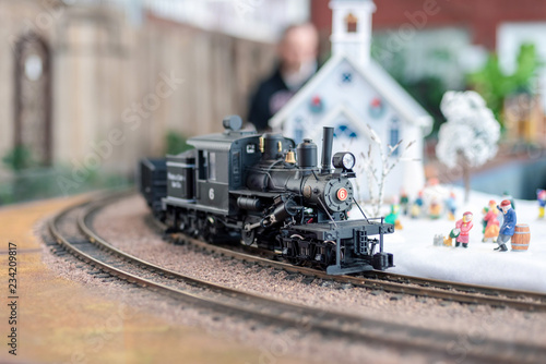 Holiday model train scene