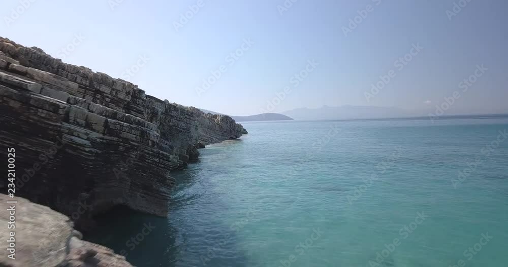 Video floating over water in the Mediterranean in lukova, Saranda, Albania Video floating over water in the Mediterranean in lukova, Saranda, Albania