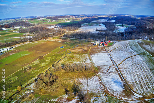 Aerial View of Amish Farmland in Pennsylvania photo