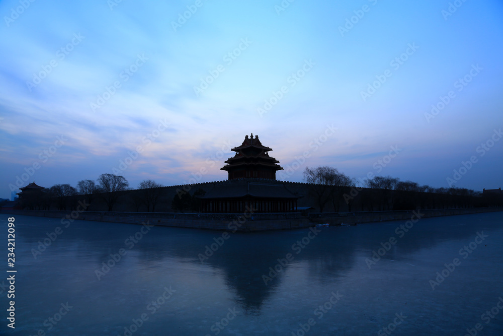 The Northwest turrets of the Forbidden City on december 22, 2013, beijing, china.