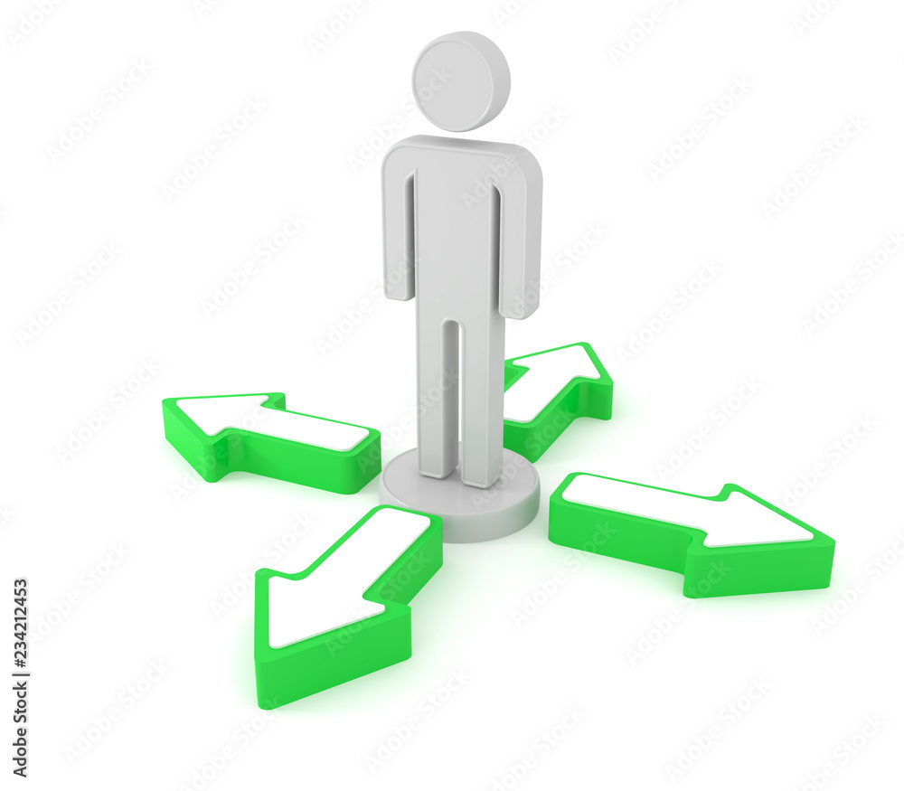 Person and arrows - conceptual image Person and arrows - conceptual image