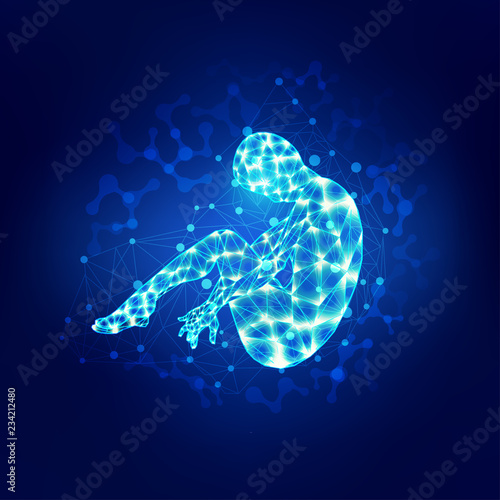 robotic fetus in technology theme, birth of A.I., abstract technological health care