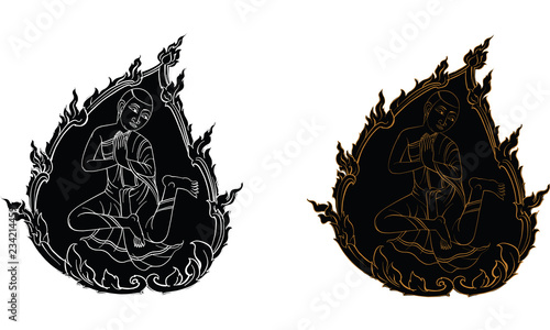 Animal in Thai tradition painting,Thai tattoo, vector