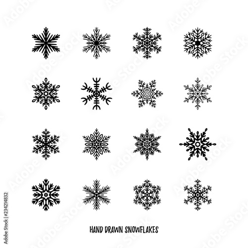 Simple black hand-drawn icon of a snowflake