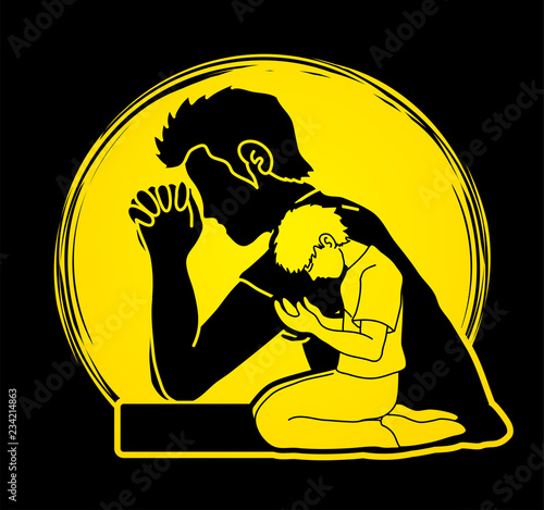 Prayer, Christian praying ,Praise God, Worship cartoon graphic vector