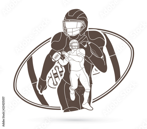 American football player, Sportsman action, sport concept graphic vector.