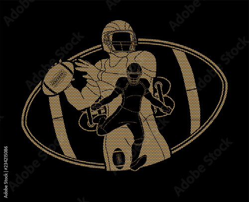 American football player, Sportsman action, sport concept graphic vector.