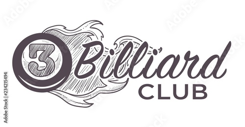 Poolroom logo monochrome sketch outline vector illustration.