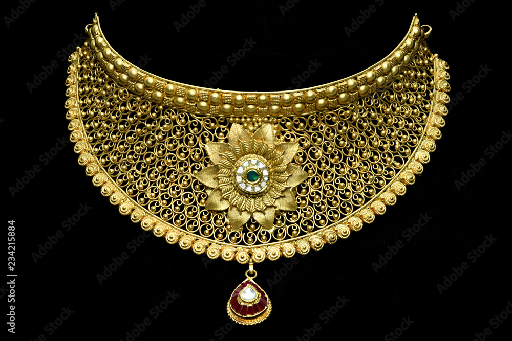 Pure 24 carat gold jewellery necklace Stock Photo | Adobe Stock