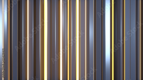 Glossy and shiny vertical bars 3D render