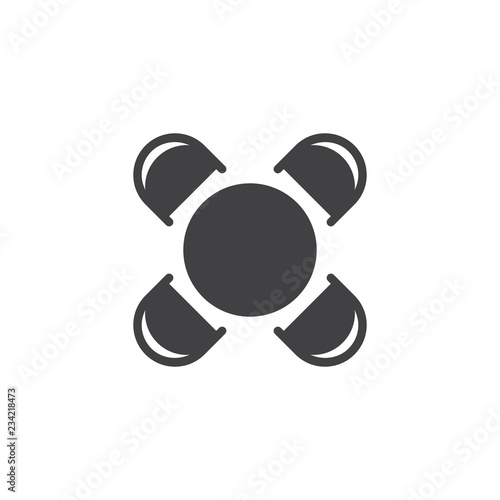 Round table and chairs top view vector icon. filled flat sign for mobile concept and web design. House interior furniture simple solid icon. Symbol, logo illustration. Pixel perfect vector graphics