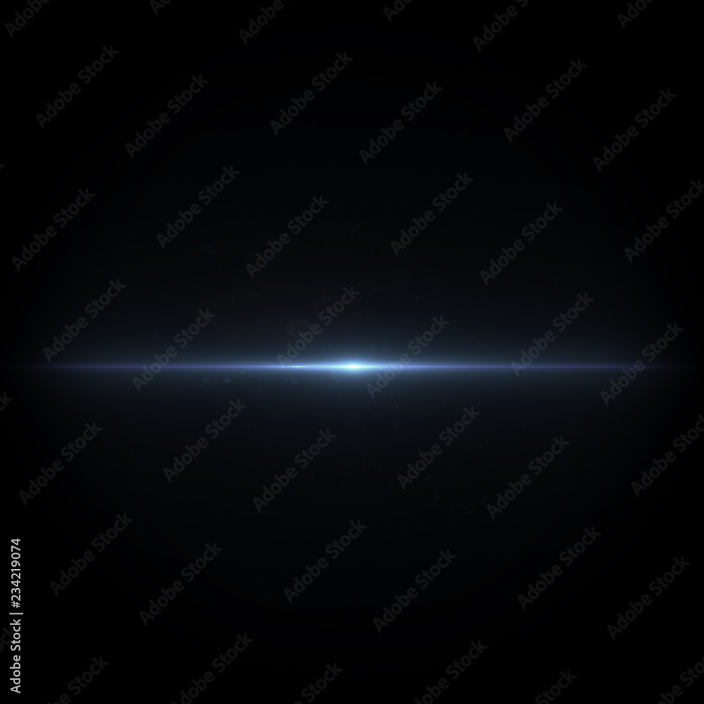 Lens flare blue light special effect Black background Lens flare blue light special effect Black background