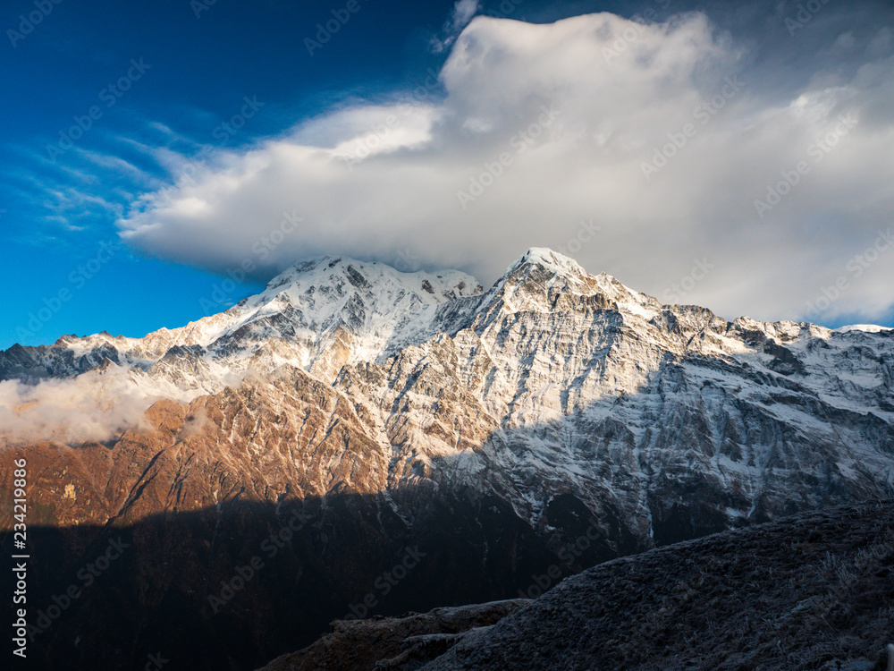 Annapurna South. View point from Mardi Himal base camp track.One of the majestic mountains in the Annapurna mountain range in Nepal