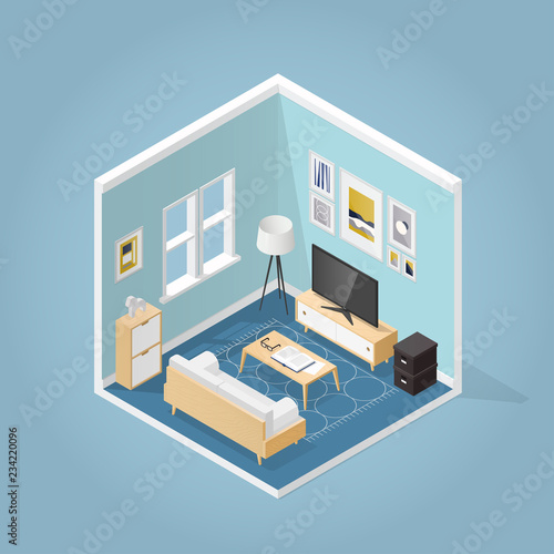 Isometric Living Room Illustration