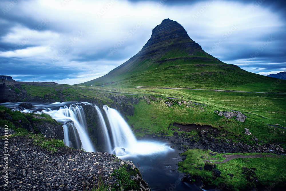 Kirkjufell mountain and waterfall Kirkjufell mountain and waterfall