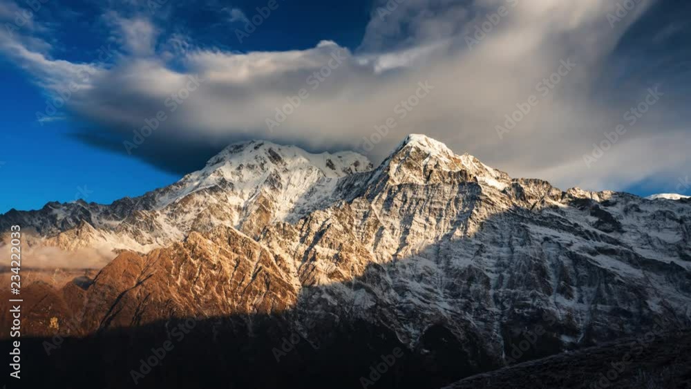 UntitleTime lapse of Annapurna South. View point from Mardi Himal base camp track.One of the majestic mountains in the Annapurna mountain range in Nepal UntitleTime lapse of Annapurna South. View point from Mardi Himal base camp track.One of the majestic mountains in the Annapurna mountain range in Nepal