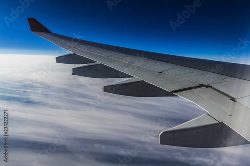 Clouds under the wing of the aircraft
