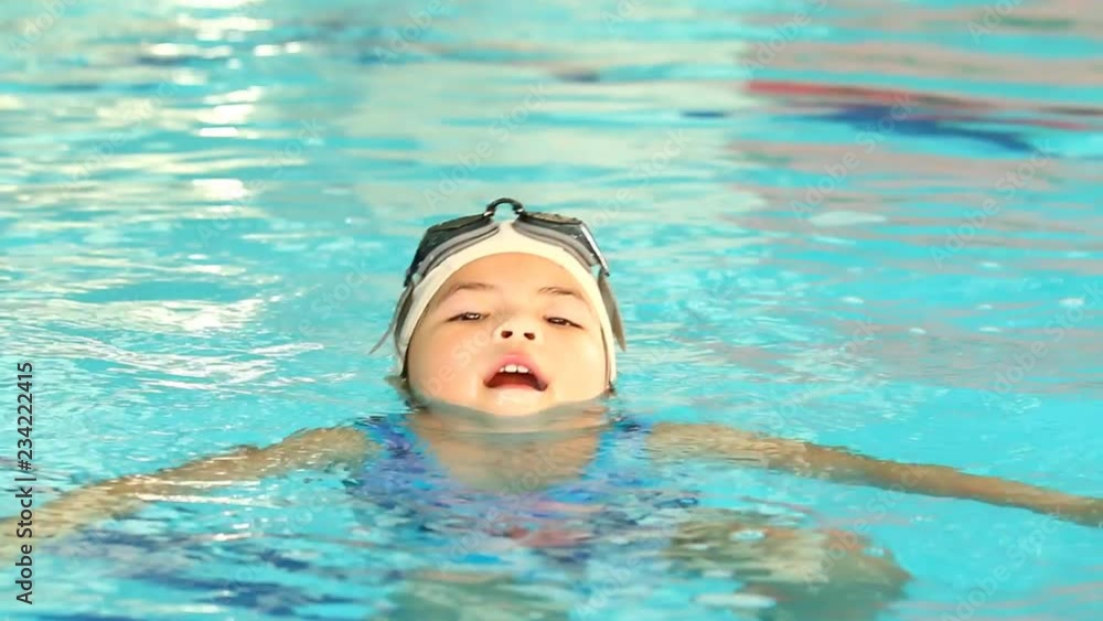 Thai child swimming in the indoor pool
Thai child swimming in the indoor pool