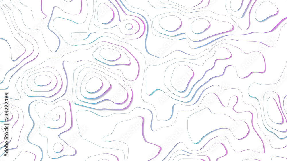 Art paper cut of topographic map. Pleasant colors of blue tone. Origami modern design. Vector illustration Art paper cut of topographic map. Pleasant colors of blue tone. Origami modern design. Vector illustration