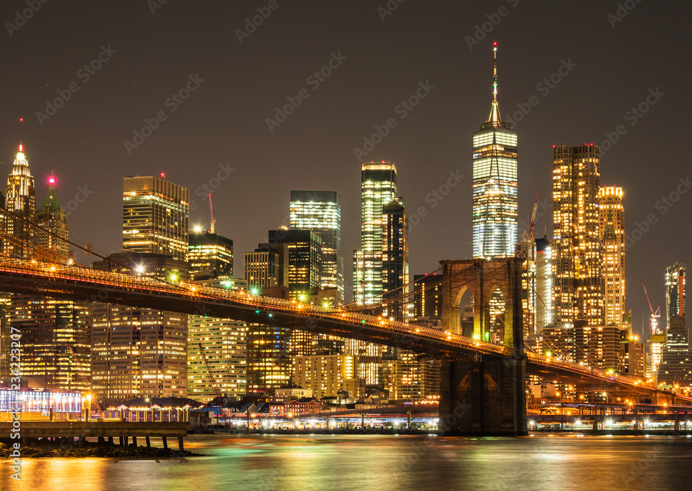 Obraz premium Nowy Jork Brooklyn Bridge i Manhattan