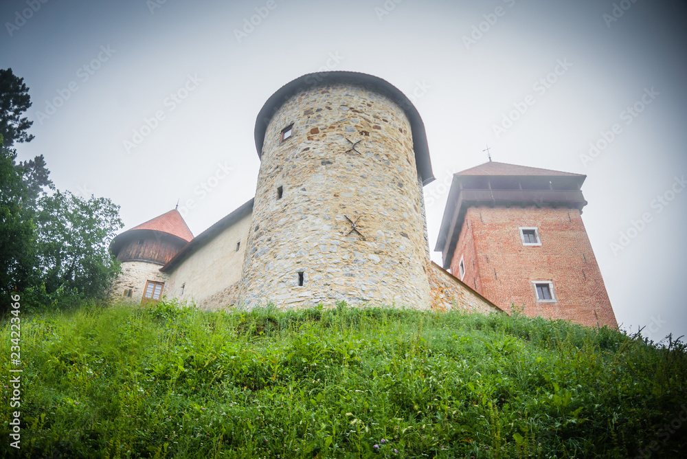 Castle in a summer fog from Karlovac city.