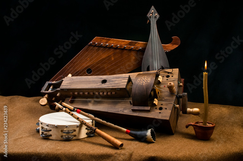 The composition of the ethnic musical instruments photo