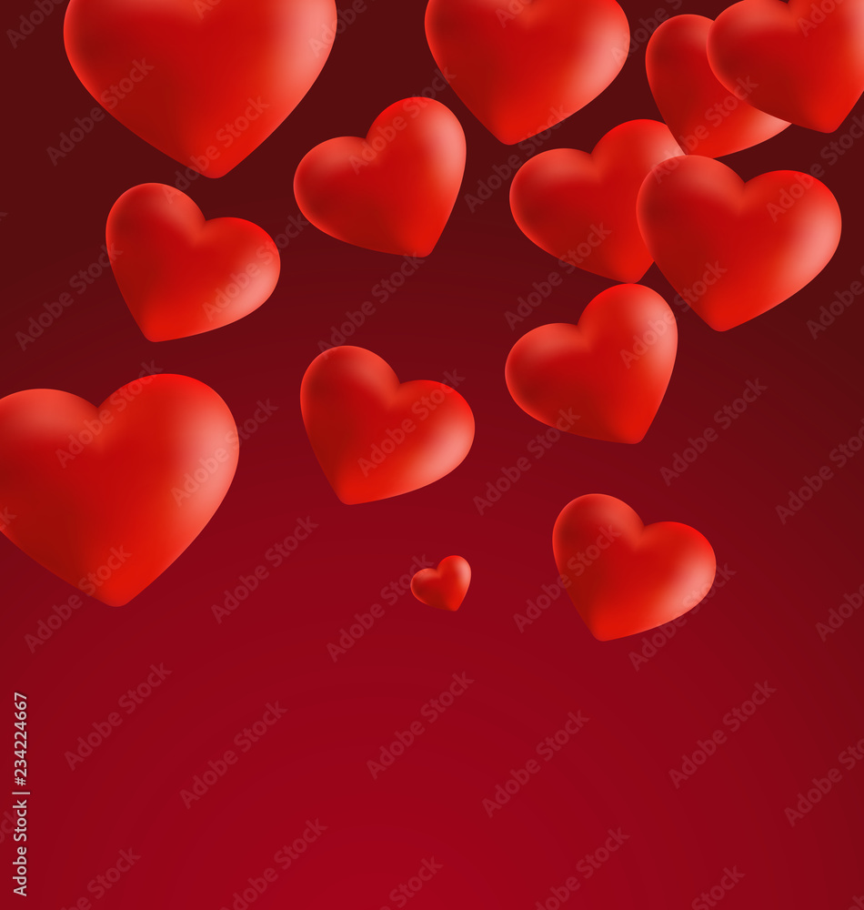 Hearts in Red Background4