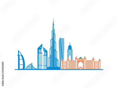 Dubai City landscape with flat design vector