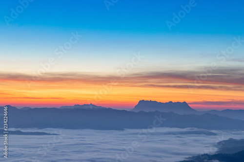 Light sunrise mist mountain at Doi Luang Chiang Dao Chiang Mai   Thailand