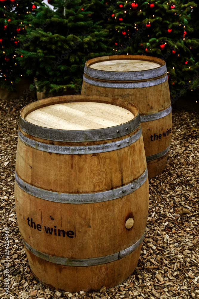 Wine drum for Christmas celebration in Parndorf outlet near Vienna, Austria
