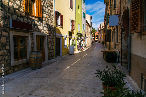 Old street in Scradin town in the autumn  Croatia