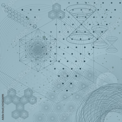 Sacred geometry symbols and elements background.
