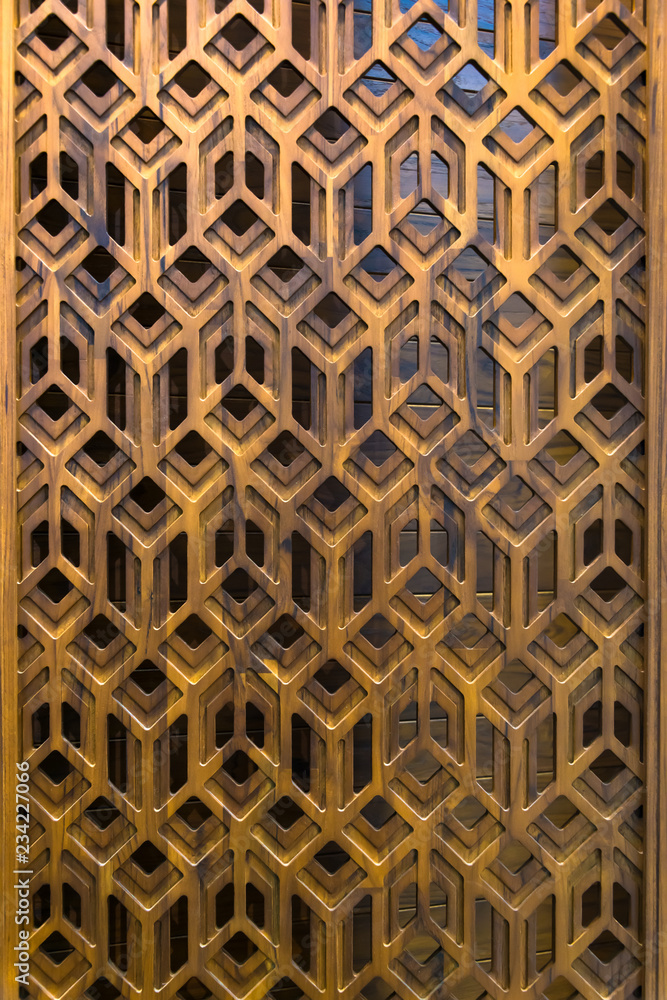 Wooden wall geometry interior decoration for background Wooden wall geometry interior decoration for background