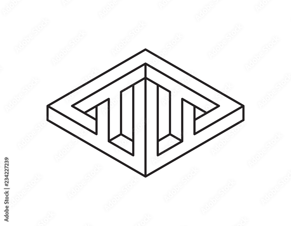 Impossible object. Isolated on white background. Vector outline illustration. Impossible object. Isolated on white background. Vector outline illustration.