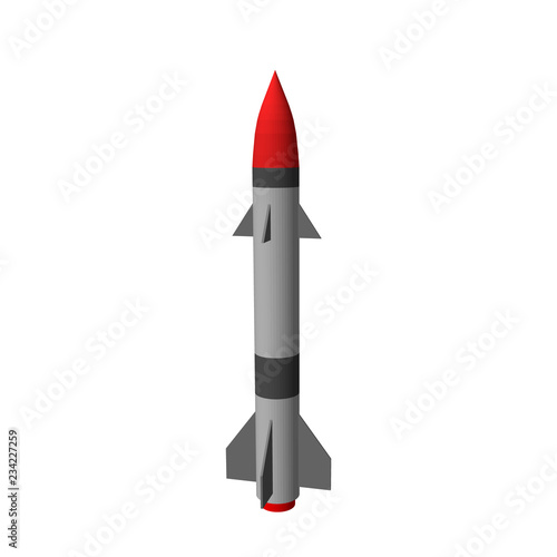 Military missile. Isolated on white background. Vector illustration.