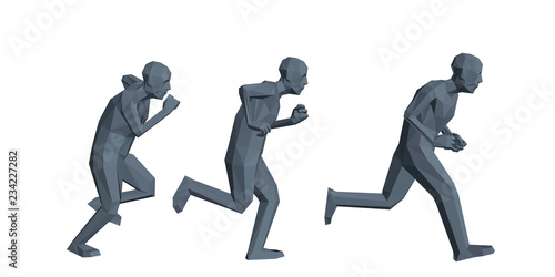 Low poly men running. Isola...